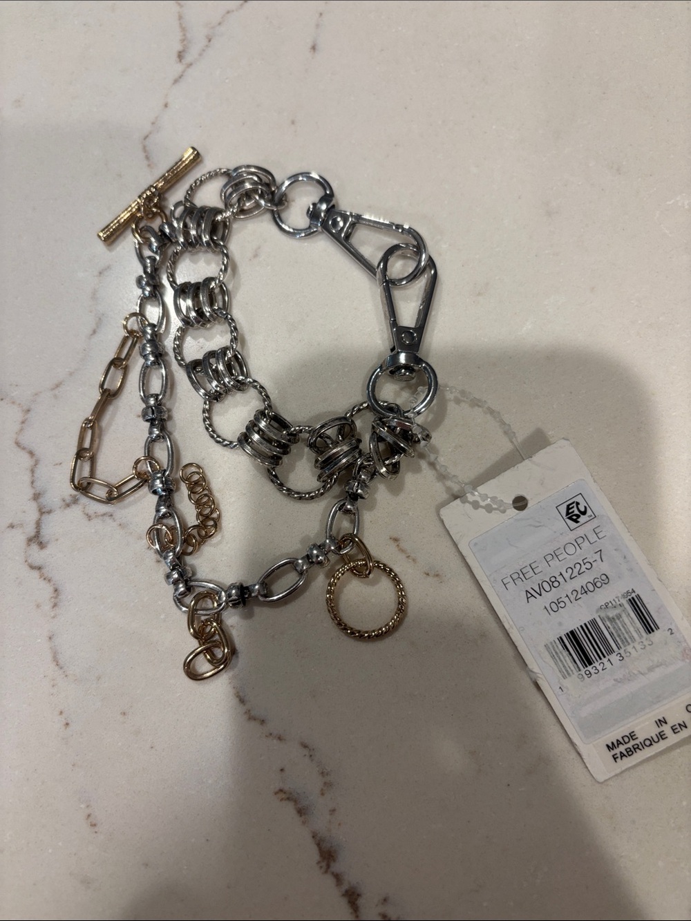 Free People Two-Tone Silver & Gold Colored Tote or Bag Charm NWT